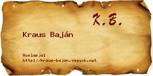Kraus Baján névjegykártya